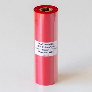 Риббон красный Wax 110мм 74м вт 12.7мм Out